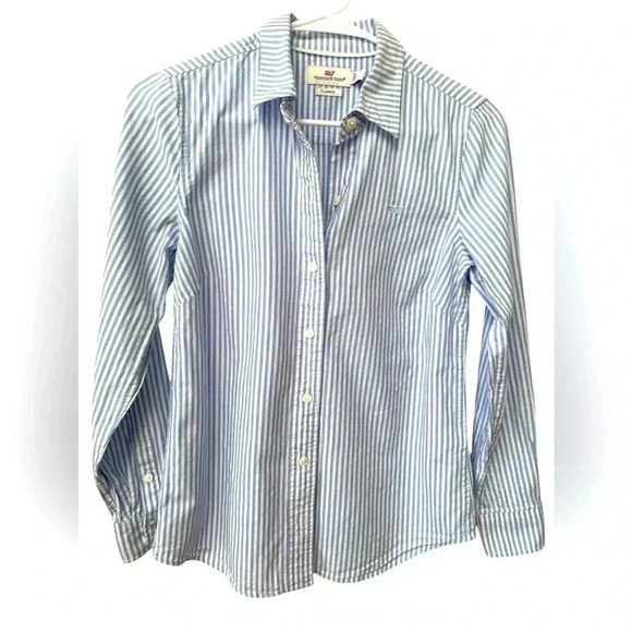 Vineyard Vines Stripe Button Down Shirt Women’s 0 Blue And White Capsule - Picture 1 of 10